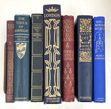 Lot of 7 Books Gilt Decorated Multicolor Staging Display Antique Old Art Nouveau