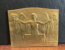 ART DECO Antique Bronze Plaque Universal Exhibition Brussel 1935 Bonnetain