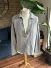 Massimo Dutti Ladies Pale Grey Wool Blend Long Sleeve Collared Jumper Size Med
