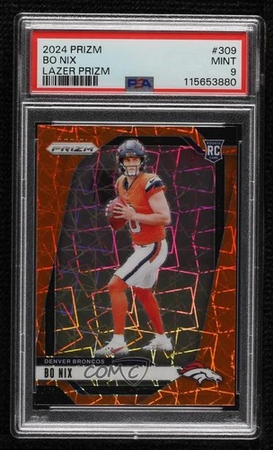 2024 Panini Prizm Rookies Lazer Prizm Bo Nix #309 PSA 9 MINT Rookie RC
