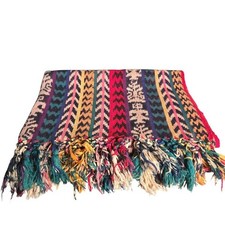 Vintage Colorful Boho Mayan Shawl Hand Loomed Guatemalan Wrap Scarf Perraje Folk