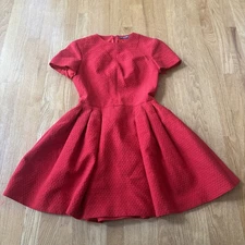 ALEXANDER MCQUEEN Red Textured Mini Fit & Flare Dress XS S