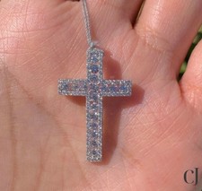 2.25 CT RoundCut Moissanite Cross Wedding Pendant Solid 14K White Gold For Women