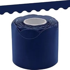 Teacher Created Resources Navy Blue Scalloped Rolled Border Trim - 50ft - Decora