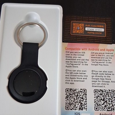 myTag Black Keychain Tag Tracker Key Finder w/ Key Ring for Apple & Android