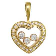 Chopard Happy Diamond Heart 18k Yellow Gold Pendant Charm Necklace Top Polished