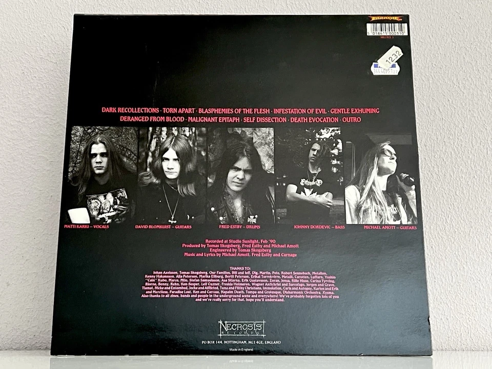 ✅ CARNAGE • Dark Recollections • 1990 VINYL/LP (UK Necrosis Rec. NECRO 3)Earache - Bild 3 von 4