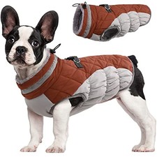 FUAMEY Waterproof Dog Winter Jacket with Harness, Reflective Pet Coat, Warm