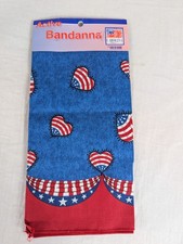 Hav A Hank Vintage Bandana American Hearts Flag Hanky Patriotic Made In USA NEW