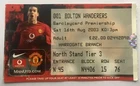 Cristiano Ronaldo Manchester United Rookie Ticket v Bolton 2003 Debut Match