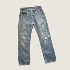 Vintage Men's Levi  s 501 Jeans 32x32 Light Wash 80s-90s Distressed Denim WPL-423