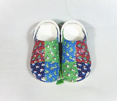 CROCS x Vineyard Vines Holiday Christmas Patchwork Classic Logo Sz 2 Kids Unisex