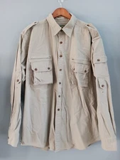 Cabelas 100% Cotton Size 2XL TALL Brown Khaki Shirt 900847