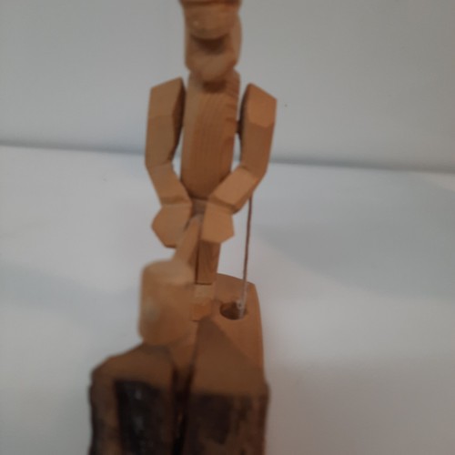 Americana Wood Carved Toy Lumber Jack Chopping Wood Movement Dave Stevens - Picture 9 of 11