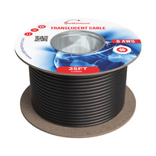 25FT Translucent 8AWG Primary Speaker/Power/Auto Cable Stranded CCA Wire Black