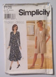 1996, SIMPLICITY #7126 MISS SIZES 8-10-12 TOP SHORTS & SKIRT PATTERN UNCUT