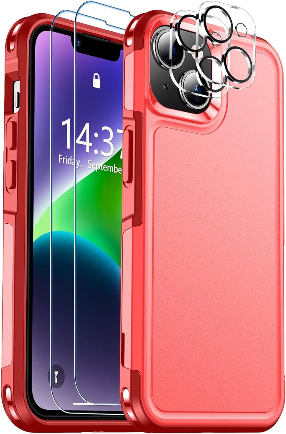 for iPhone 14 Case, [15 FT Military Grade Drop Protection][Non-Slip] [2+Tempered