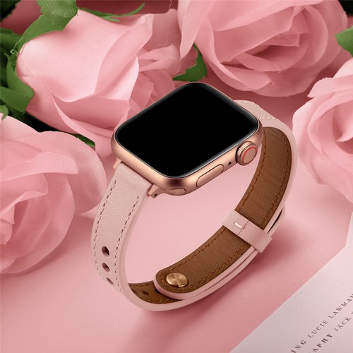 Leather Bands Compatible with Apple Watch 41mm 45mm Band Women Slim Thin Genuine - Picture 5 of 120