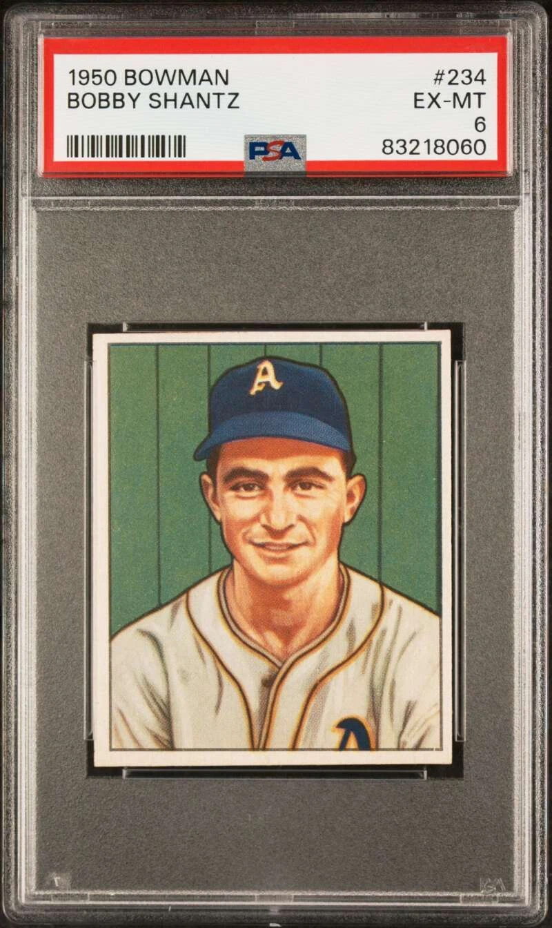 1950 Bowman #234 Bobby Shantz PSA 6 RC Rookie Athletics COR: Copyright  (8060)