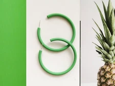 Apple Green Open Hoop Earrings