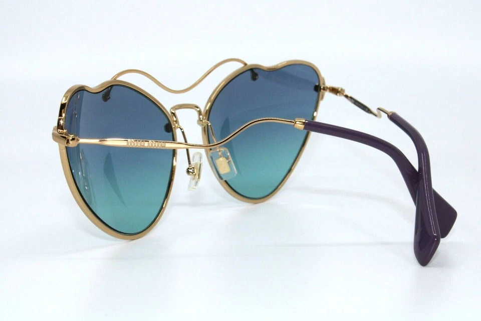 Miu Miu MU55R 7OE-5R2 Gold with Blue Sunglasses New Authentic 65 - Image 2 of 4