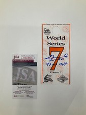 LIVAN HERNANDEZ MIAMI MARLINS WORLD SERIES SIGNED PARKING PASS JSA WITNESS COA