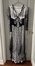 Women Zombie Skeleton Costume Halloween Size Medium M