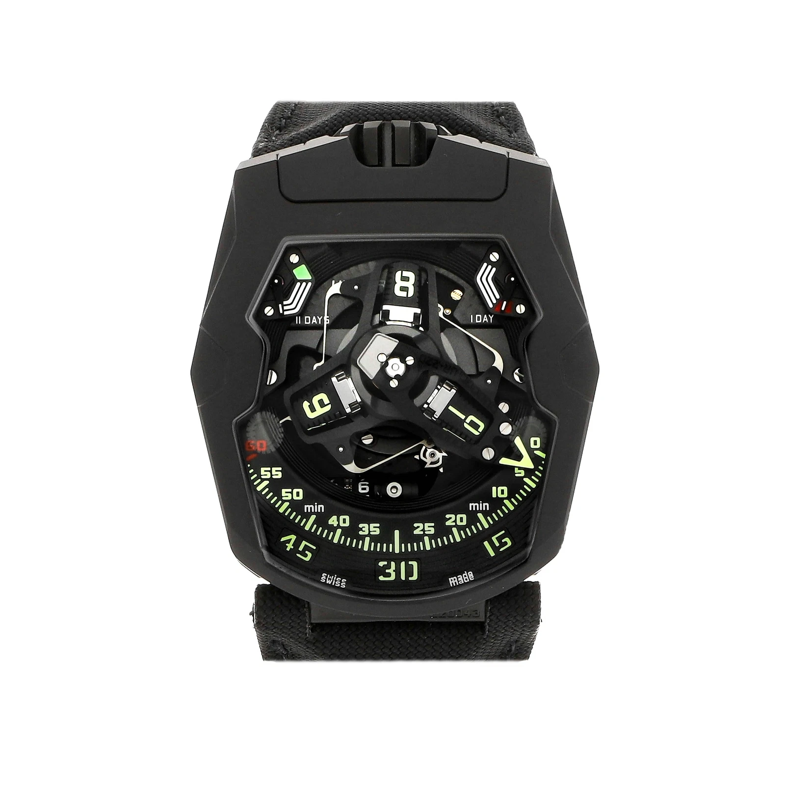 Urwerk UR 220 ALL BLACK LE Manual DLC Titanium Skeleton Watch