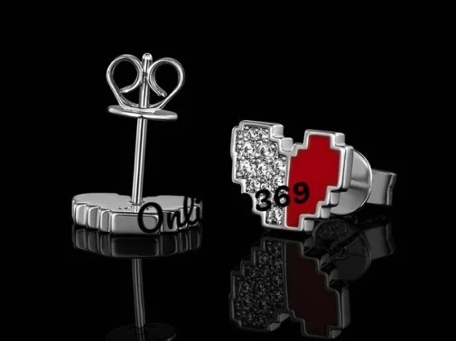 Men's Half Red Enamel Heart Stud Earring 0.50cts Genuine Moissanite 925 Silver - Image 4 of 4