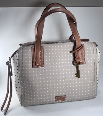 FOSSIL Emma Hearts Satchel Bag Good Condition No Shoulder Strap
