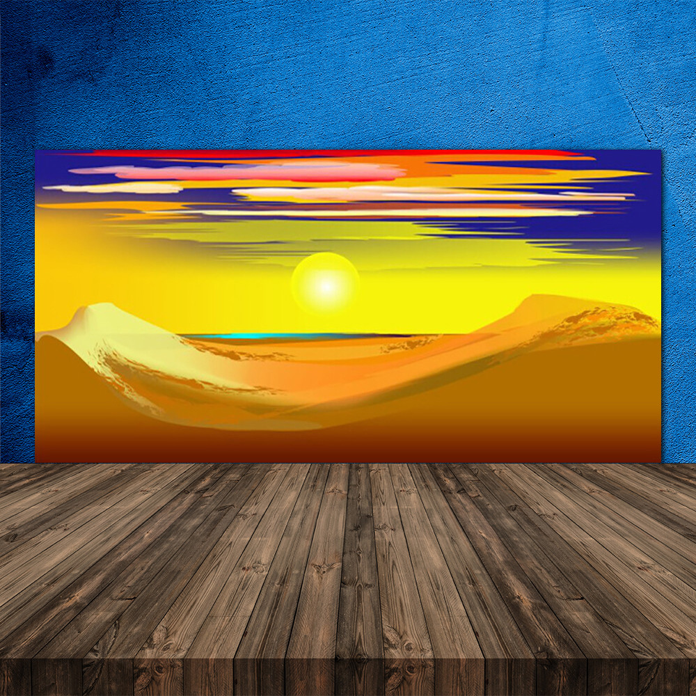 Crédence de cuisine en verre Securit art désert 120x60cm finition premium