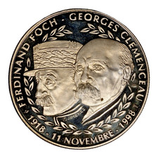 France médaille 1998 Ferdinand Foch et Georges Clémenceau Proof Cupro-alu-nickel