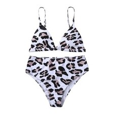 Women Cheetah Bikini 2pcs Set Animal Print Leopard High Waist Beach Swimsuit XL