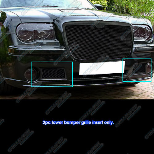 Pour 05-10 Chrysler 300C pare-chocs noir en acier inoxydable maille insert de grille - Photo 1/4