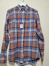 Izod Stratton Flannel Plaid Red Blue White Button Up Shirt Men s Sz Small NWT