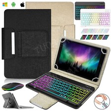 Universal Case Leather Cover with Backlit Keyboard Mouse For 9.7-11 Inch Tablets