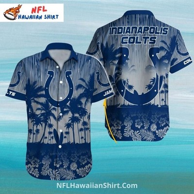 Indianapolis Football Team Coltss Hawaiian Shirt Palm Trees Night Sky Horseshoe 