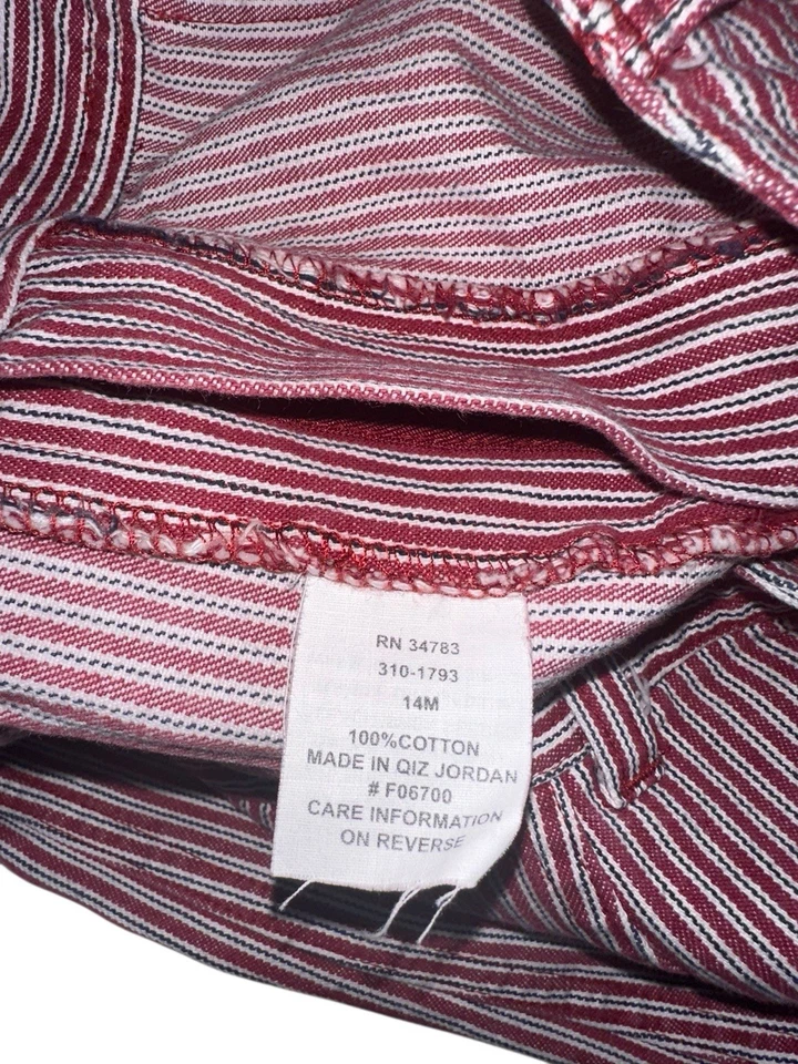 Pantalones de mezclilla utilitarios recortados vintage remachados por Lee para mujer 14M con cremallera de garra a rayas rojas Foto 4 de 4