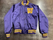 Rare! Vintage UW Washington Huskies Chalk Line Satin Jacket Youth 15/16 Football
