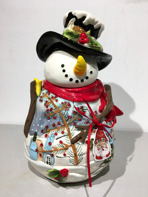 BLUE SKY CLAYWORKS CHRISTMAS SNOWMAN COOKIE JAR (NWT)