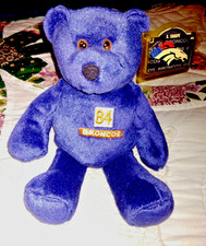 vtg 1992 SHANNON SHARPE 84 DENVER BRONCOS BEAN BAG BEAR HANG TAG LTD TREAS 8.5"