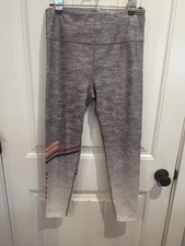 Peleton Glitter Ombré Leggings Gray High Rise Athletic Yoga Pants Striped L