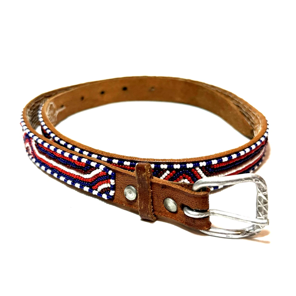 Vintage Beaded Brown Leather Women\'s Belt with Gold-Tone Accents Amazon.com: American Darling Small Hand Tooled Brown Genuine  main image 4
