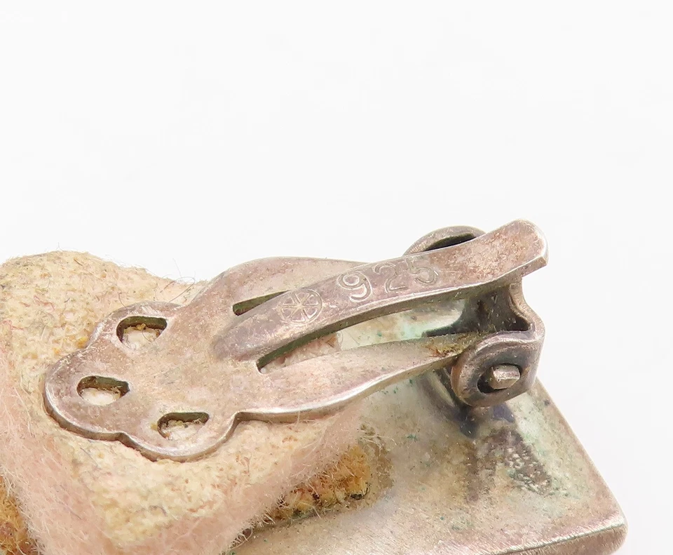 925 Sterling Silver Vintage Earrings Textured Beads & Spiral Clip On EG13781 - Image 4 of 4