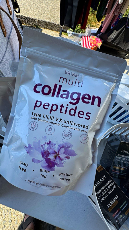 ESUNM Multi Collagen Peptides Powder Type I II III V X Unflavored 1 lb