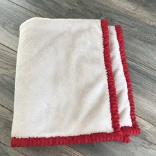 Chickpea Baby Blanket While w/ Red Ribbed Trim Edge Chick Pea 30x36