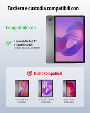 Custodia Con Tastiera Per Lenovo Idea Tab 11 (2025) – Modelli TB336ZU/TB336FU, Bluetooth 5.0, Italiano QWERTY, Staccabile E Magnetica, Blu