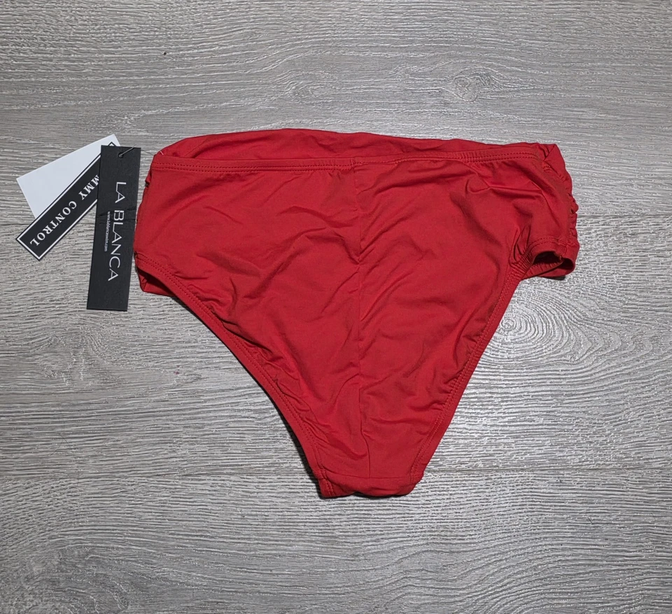 La Blanca Island Goddess Overlap Red Bikini Bottoms LB1IG97 Size 4 - Image 3 of 4