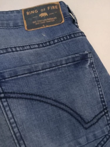 Ring Of Fire Jeans Mens Slim Fit W32 L30 Medium Wash Denim Distressed Stretch 