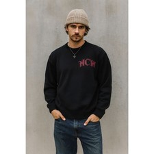 HEAVEN CAN WAIT Black Knit Skeleton Pullover Sweater Top  Mens Size Medium